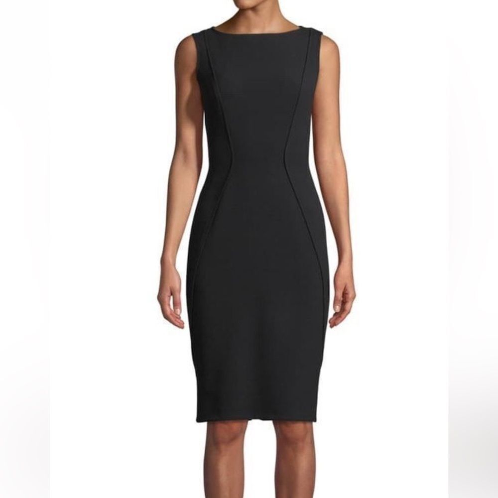 Lela Rose Sleeveless Boat Neck Sheath Dress Dress Black Size 16